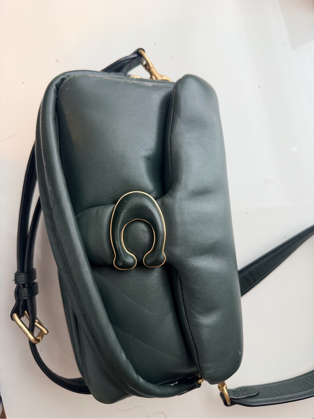Coach Dark Green Leather Crossbody with Gold-Tone Signature Hardware